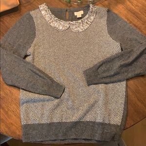 Jeweled j.Crew sweater with collar